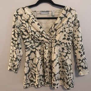 XS Liz Claiborne Floral 3/4 Sleeve Blouse