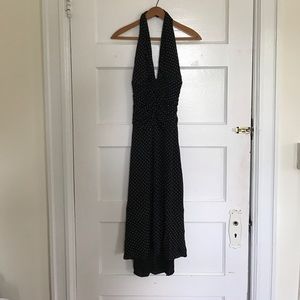 Lillie Rush Black and White Polkadot Halter Dress