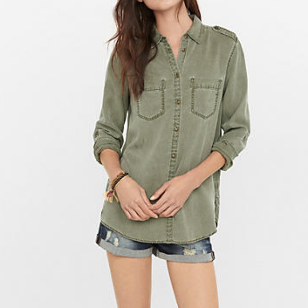 Soft Twill Military Boyfriend Shirt