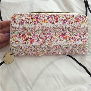 NWOT! Deux lux wallet. Colorful floral sequins.