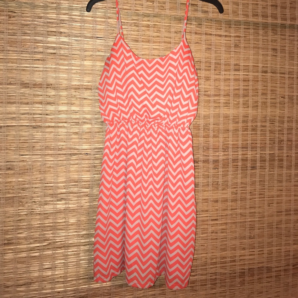 Francesca's Orange and Cream Zig Zag Dress