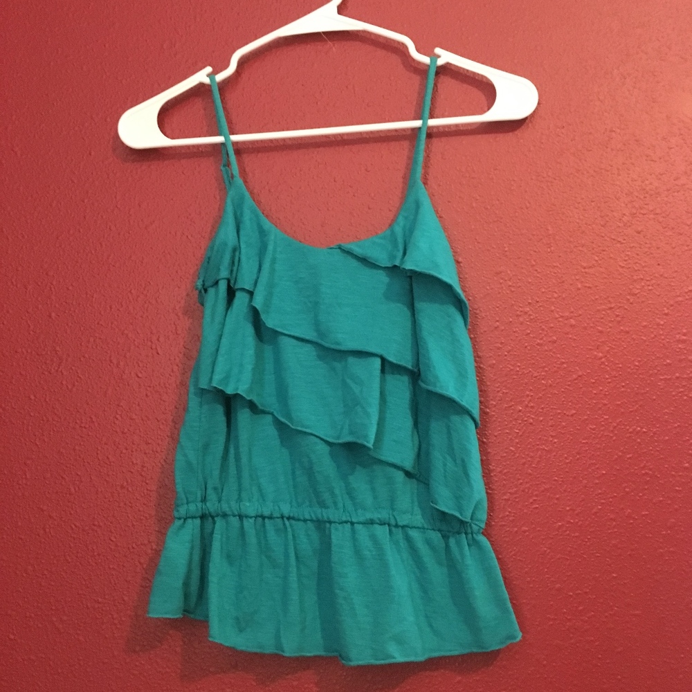 Turquoise Ruffle Tank