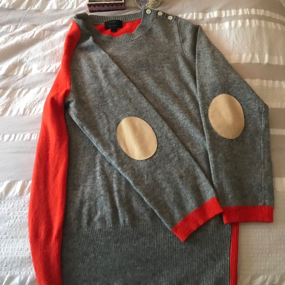 Orange and gray Jcrew sweater with cashmere