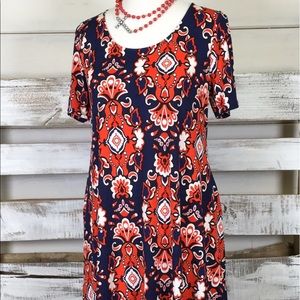 EUC Paisley Grace tunic/Dress red, white, and Blue