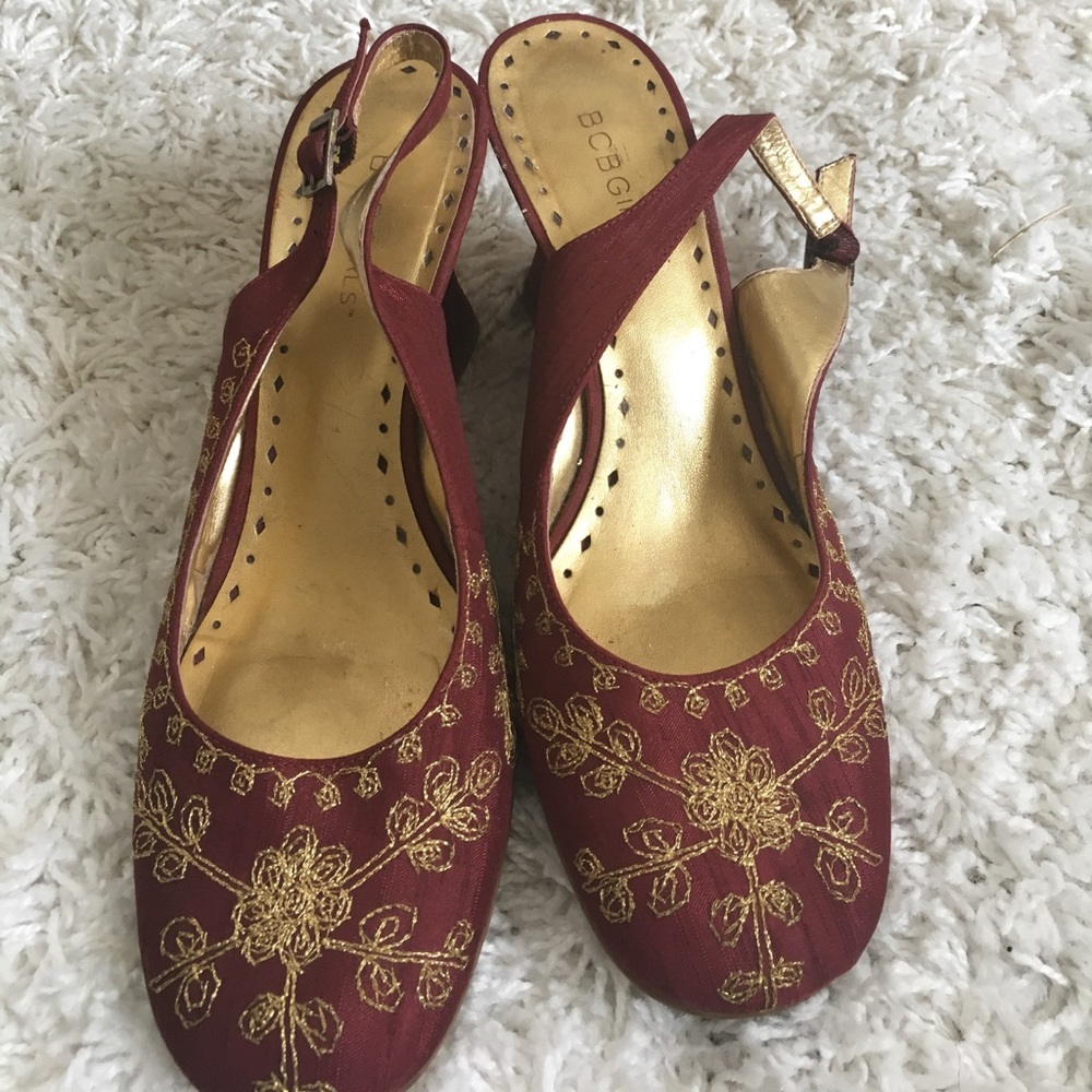 Beautiful red/maroon with gold embroidery wedge