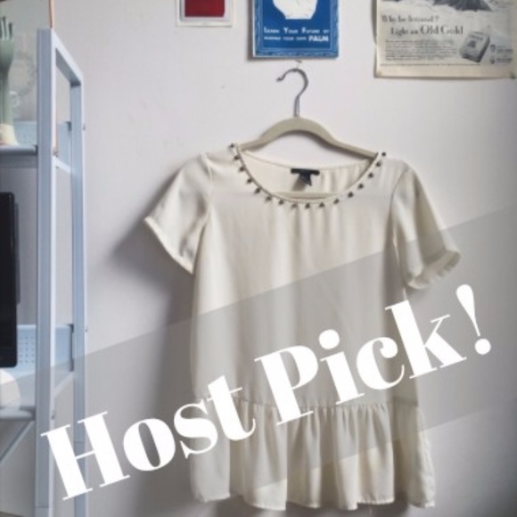 Forever 21 Tops - MOVING SALE! HOST PICK Studded Cream Peplum Blouse