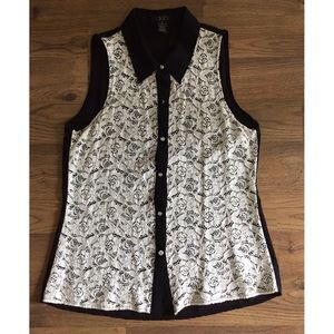 Lace collard button down tank top