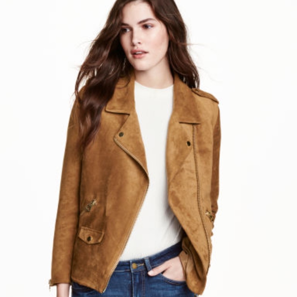 Imitation Suede Biker Jacket