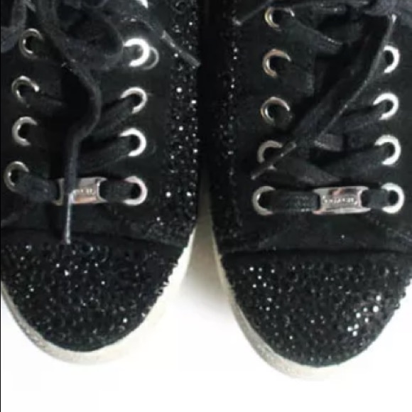 COACH BLACK RHINESTONE  SUEDE PLATFORM SZ 7 - Picture 2 of 8