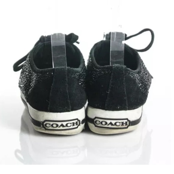 COACH BLACK RHINESTONE  SUEDE PLATFORM SZ 7 - Picture 3 of 8