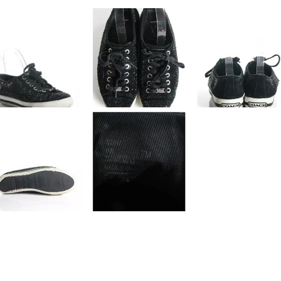 COACH BLACK RHINESTONE  SUEDE PLATFORM SZ 7 - Picture 6 of 8