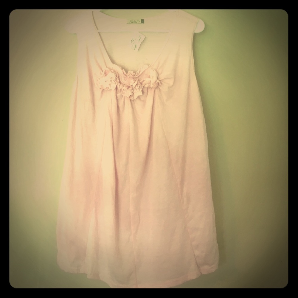 PRETTY PINK ROSE EMBELLISHED TOP, NWT, L
