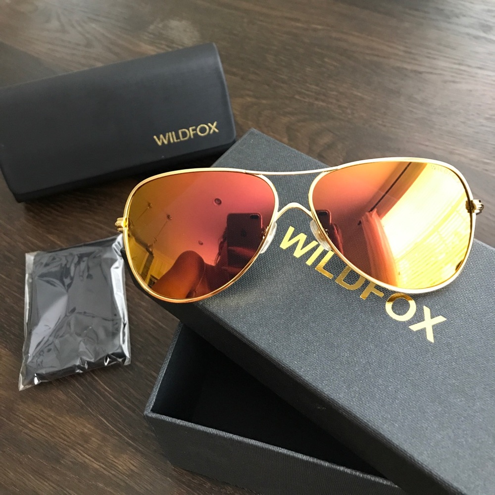 Orange/yellow Wildfox mirrored Aviator sunglasses