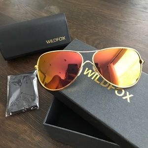 Orange/yellow Wildfox mirrored Aviator sunglasses