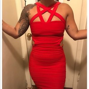 Red bodycon midi misguided dress