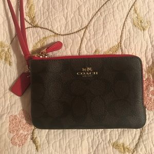 NWOT Double Zip Authentic Coach Wristlet