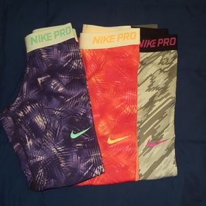 3 pair of girls Nike Pro pants