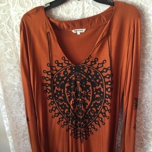 Long sleeved Burnt orange loose fit shirt/tunic