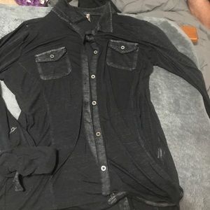 Long button down black