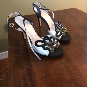 Black and cream heels
