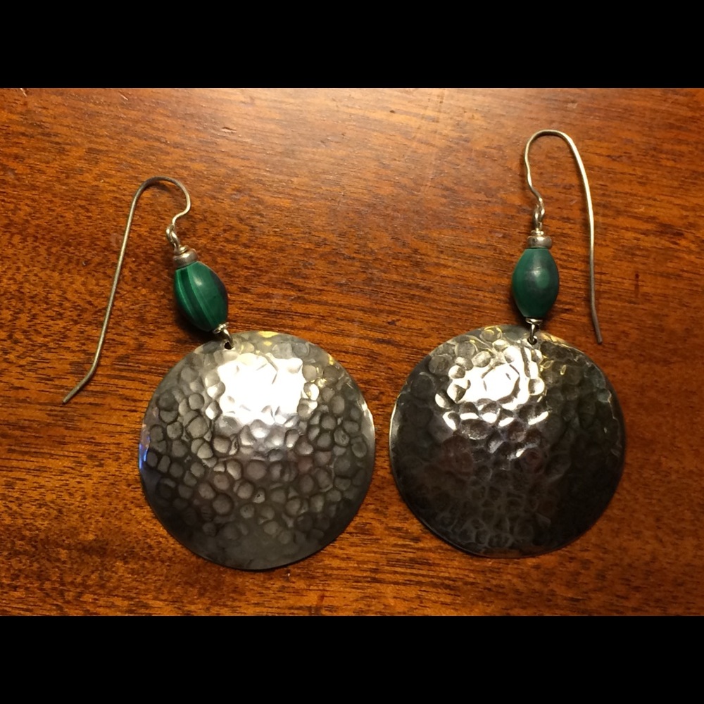 Sterling Silver and Malachite Earrings