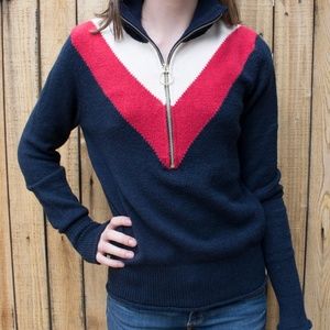 Zara Red, White, and NavyZipper Sweater