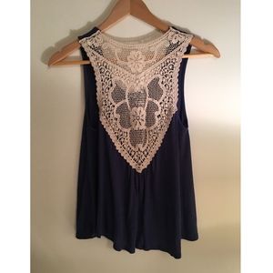 SOLD: Navy and White Lace Tank