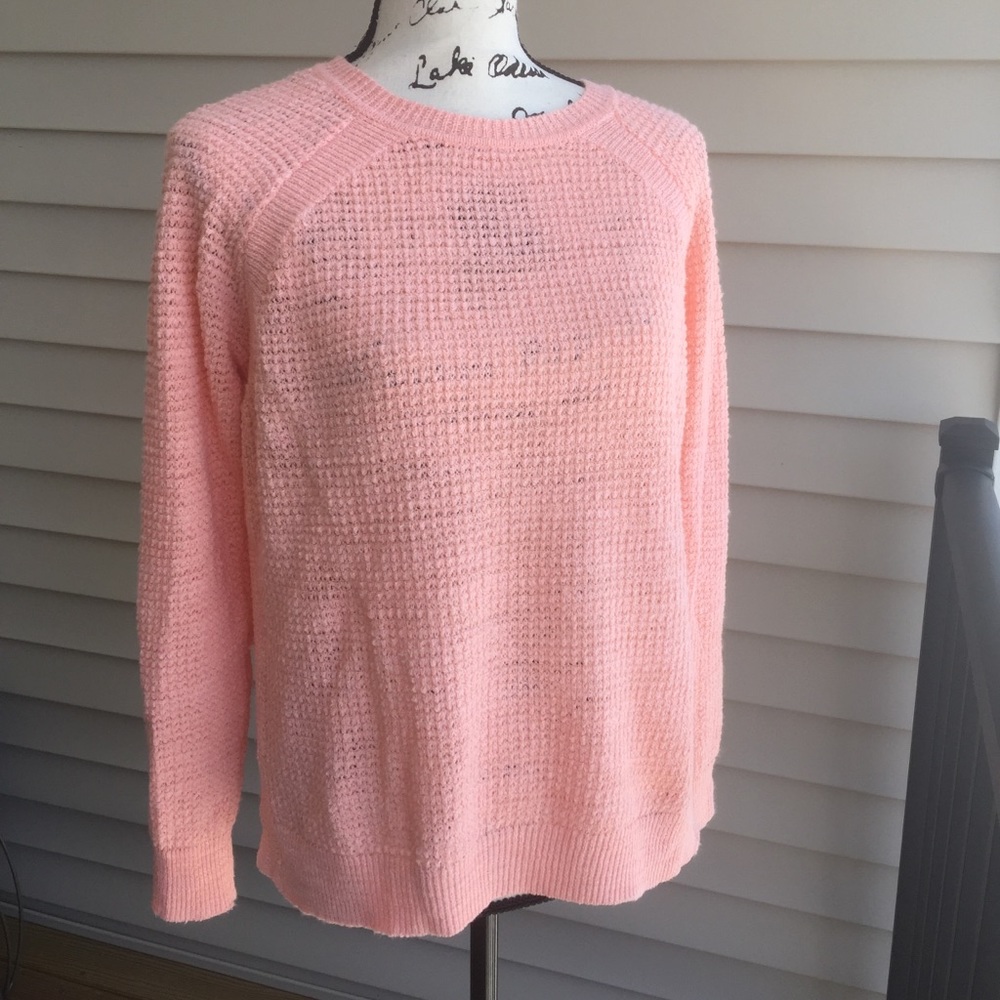 J.Crew light coral waffle airspun sweater size S
