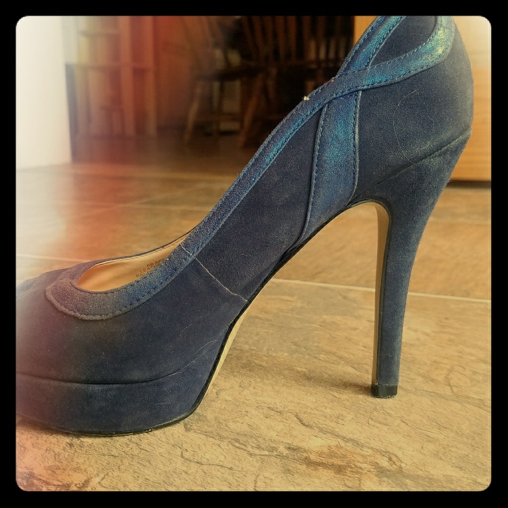Audrey Brooks blue suede shoes