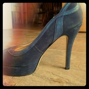 Audrey Brooks blue suede shoes