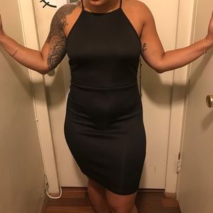 Black open back dress