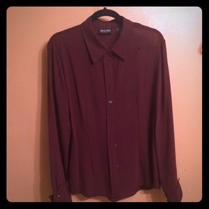 New York & Co sheer retro button down blouse