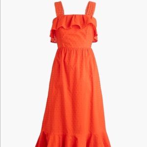 J. Crew Ruffle Eyelet Dress Size 4 Orange