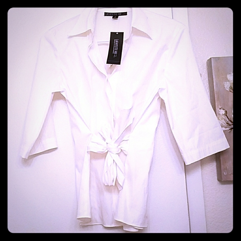 New white tie up button up top