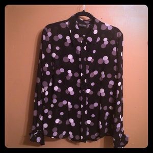 New York & Co sheer retro button down blouse