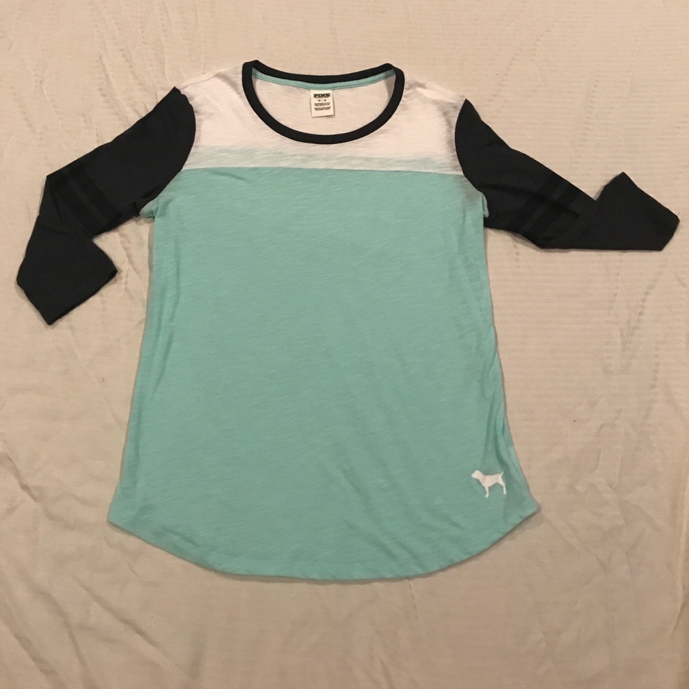 Sky Blue Victoria's Secret Baseball tee