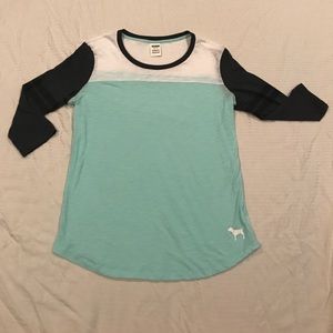 Sky Blue Victoria's Secret Baseball tee