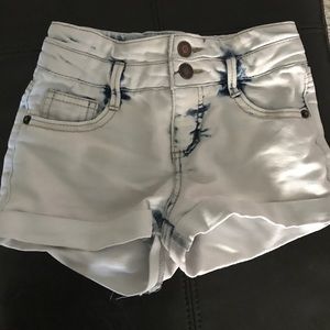 high waisted white denim shorts