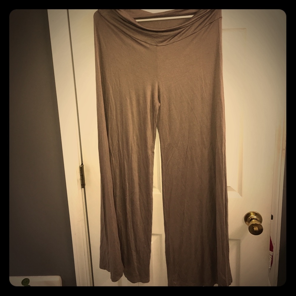 Sand colored Foldover Palozzo Pants-work staple👻