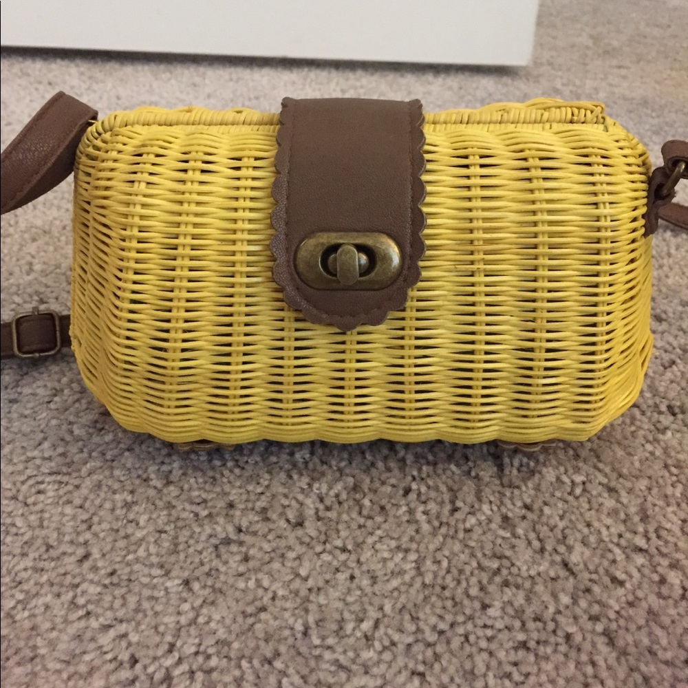 Yellow wicker purse