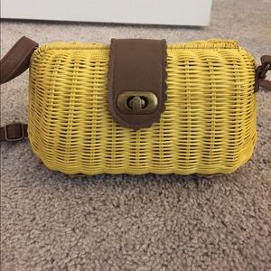 Yellow wicker purse