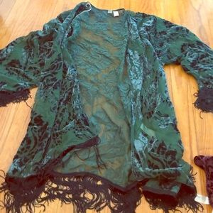 Velvet Tassel Kimono ✌🏼Stevie Nicks Vibes (Teal)