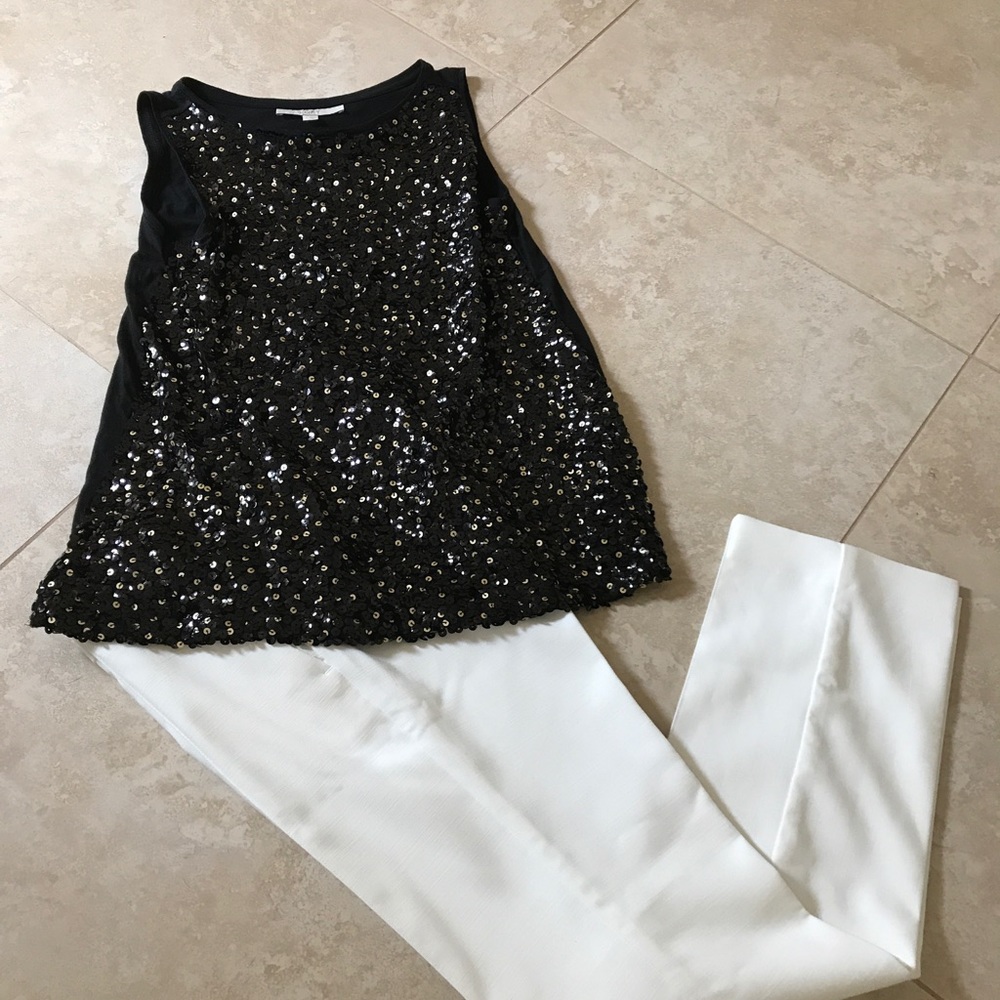 NWT LOFT black sequin top