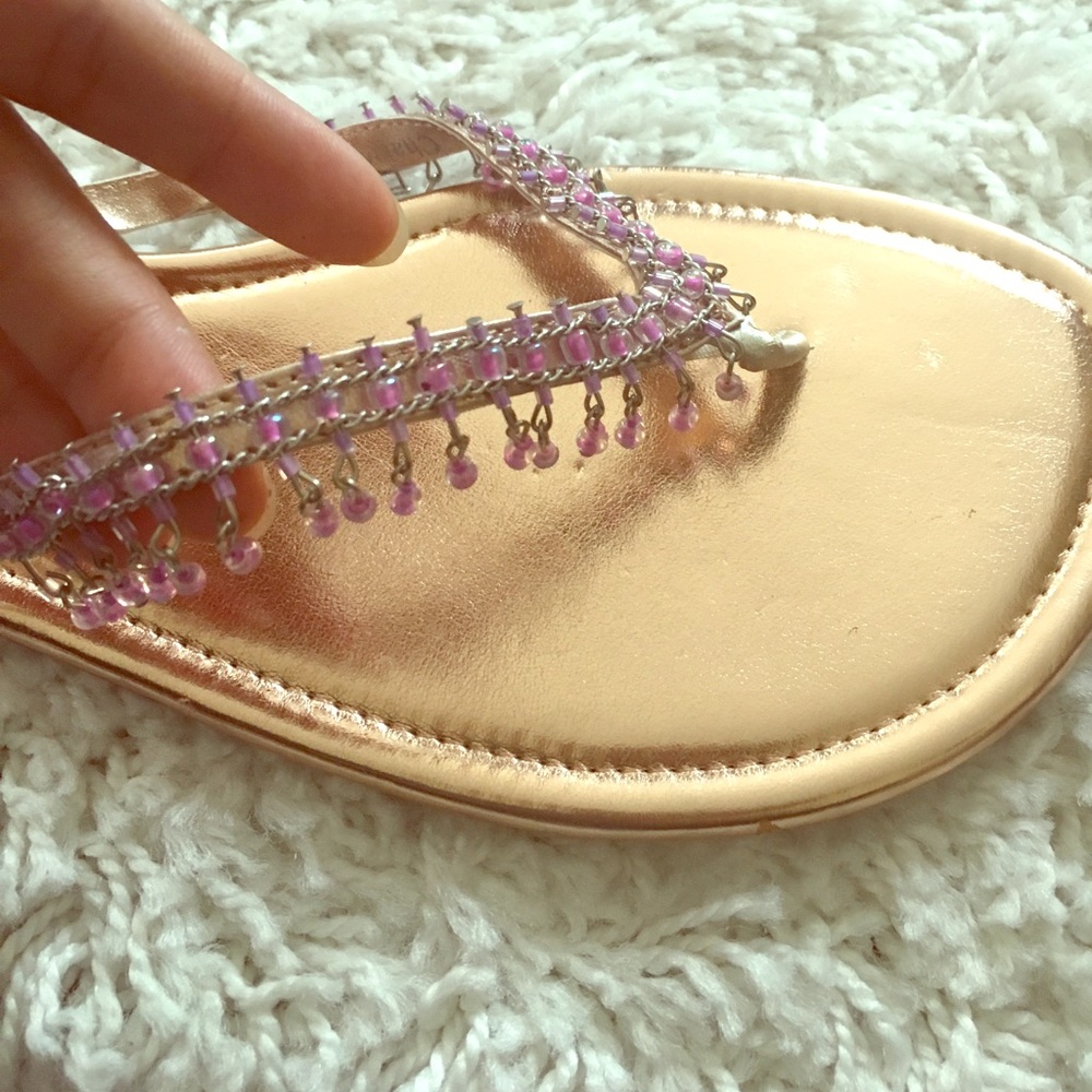 NWOT golden Slip-on beaded flats! Size 9