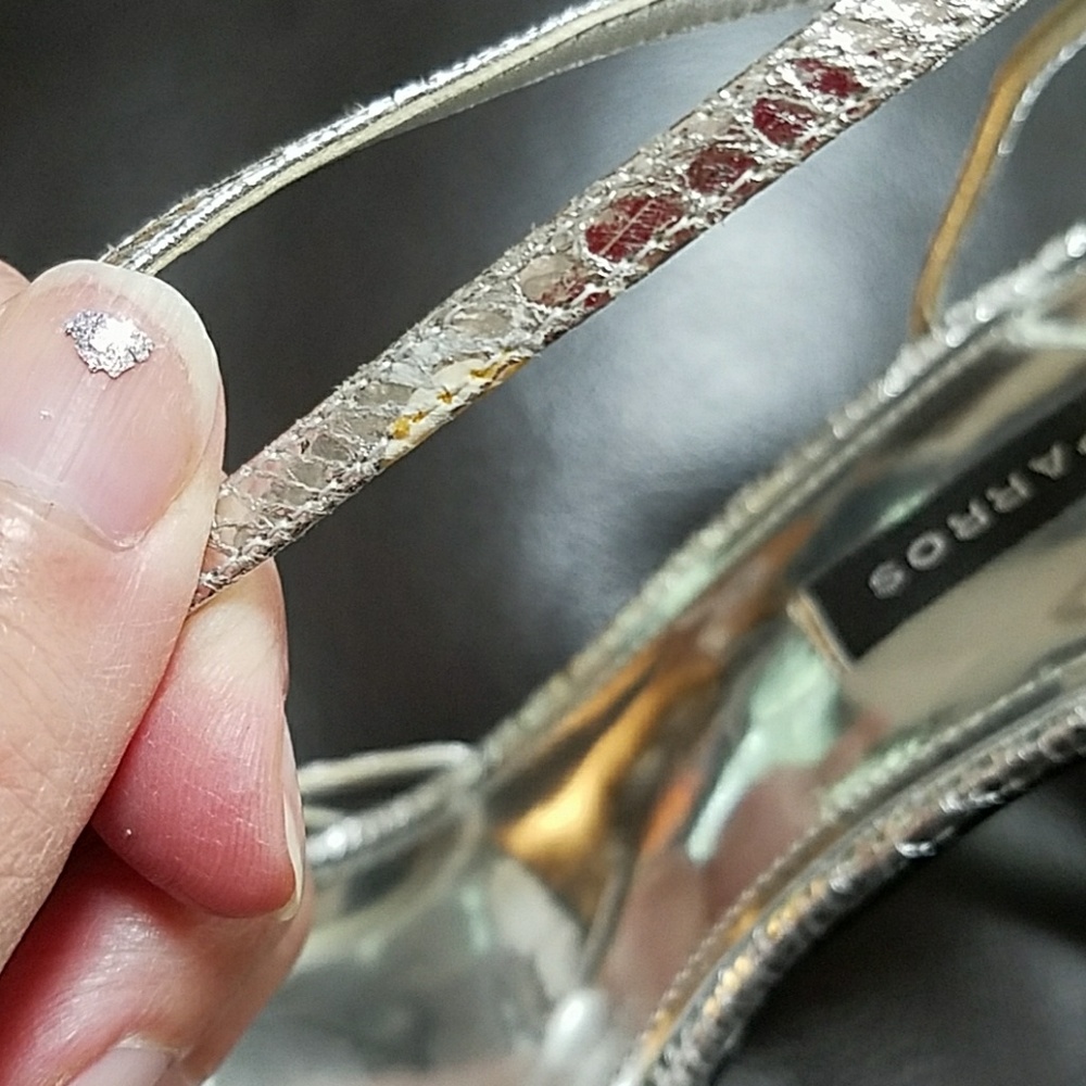 Caparros Silver Metallic Open Toe Heels Strappy Sandals Size 8.5 Formal Bridal - Picture 8 of 8