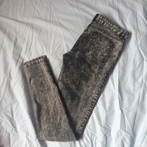 High waisted acid wash skinny jeans