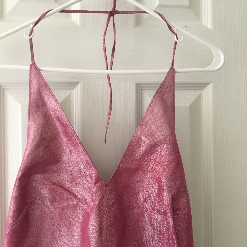 SOLD. Pink sparkly leather halter top - Picture 3 of 6