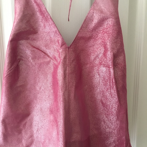 SOLD. Pink sparkly leather halter top - Picture 2 of 6