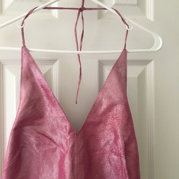 SOLD. Pink sparkly leather halter top - Picture 3 of 6