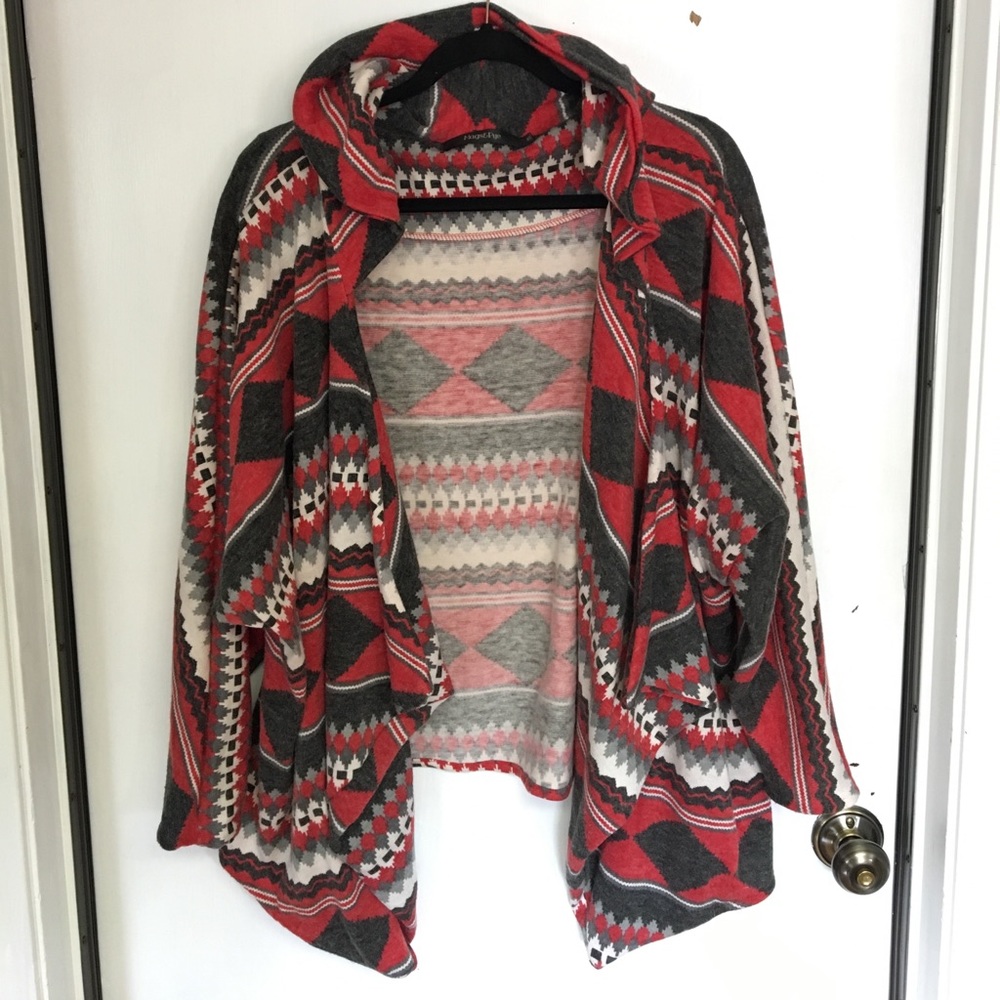 LF hooded open cardigan